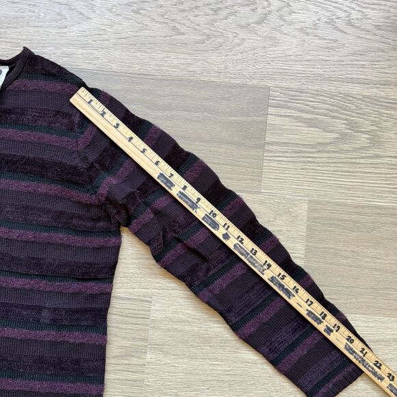 Vintage Valerie Stevens Sweater Medium Purple 90s Y2K Stripe Wool Blend Textured - Picture 5 of 10